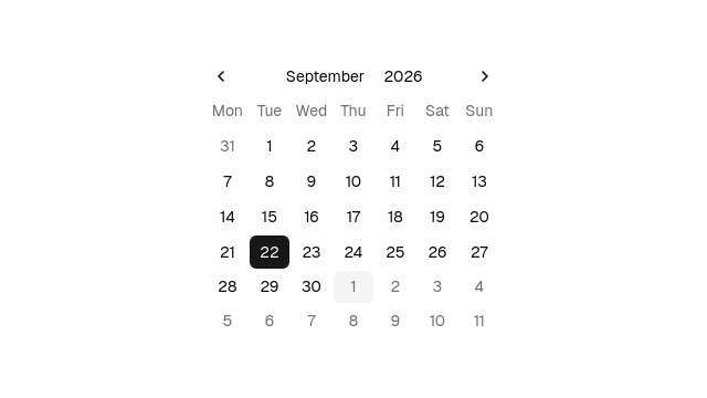 Static Calendar preview from the Qt gallery